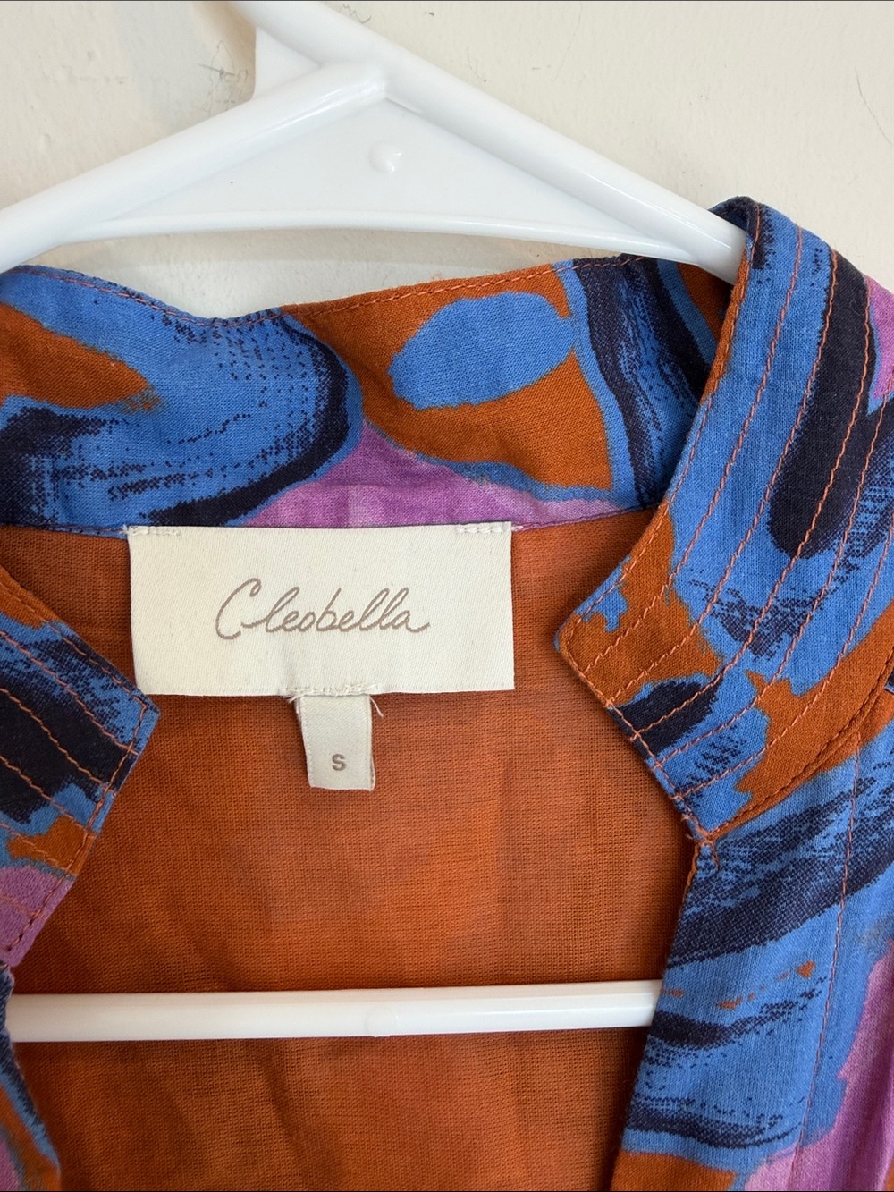 Cleobella Abstract Floral Button-Front Maxi Dress in Pink, Blue & Brown - Picture 8 of 16